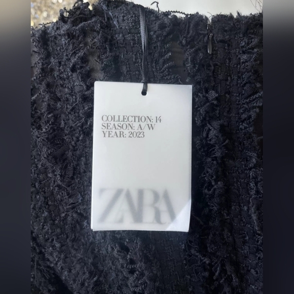 ZARA Limited Edition TEXTURED MINI DRESS Black Tweed Wool Viscose size M - Picture 5 of 16